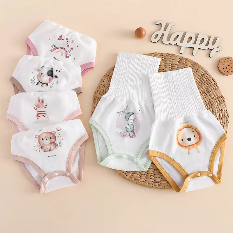 安吉小鸭男女宝宝纯棉透气卡通肚围高腰尿布裤新生婴儿护肚包屁裤