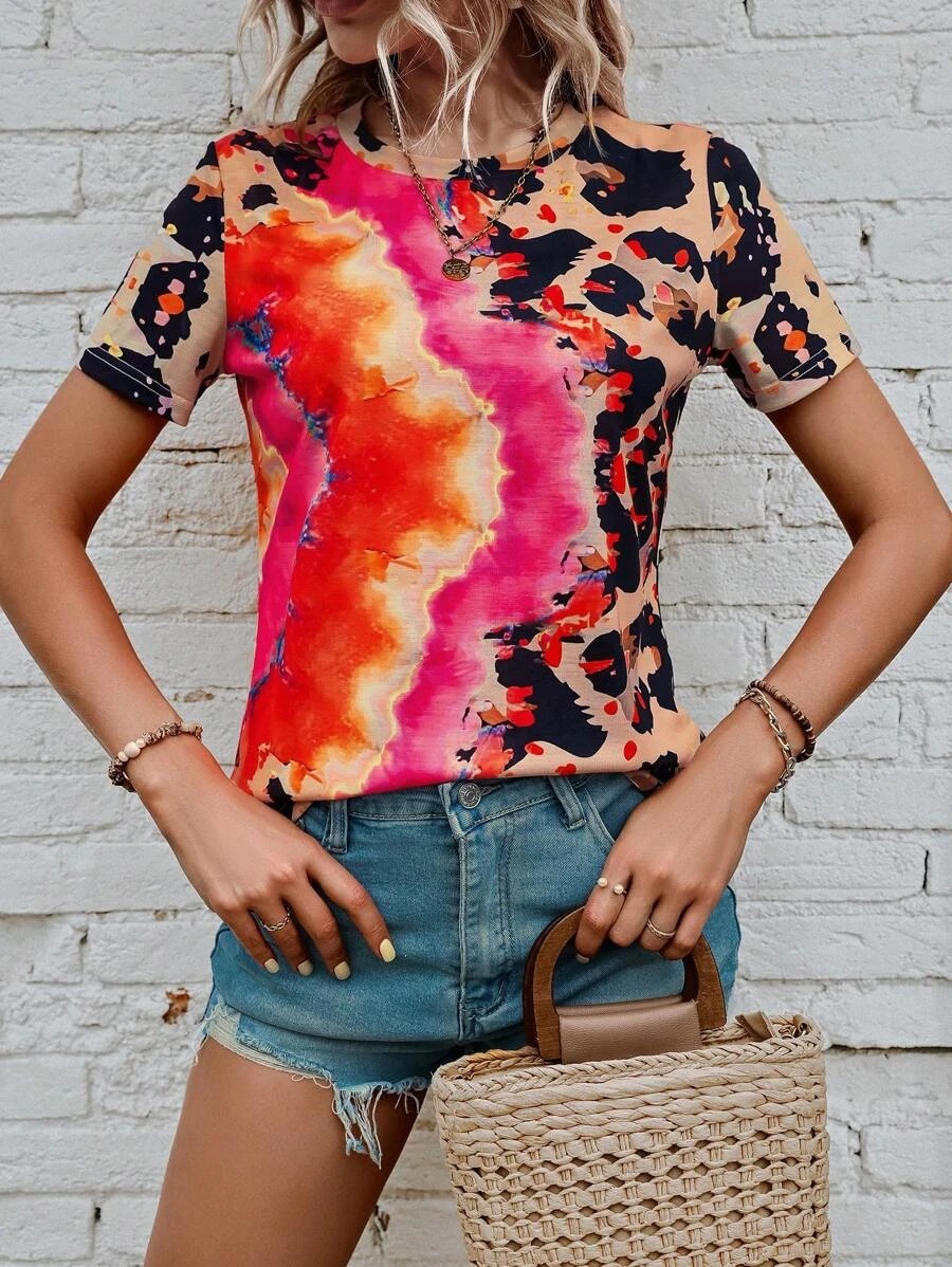 Title 12, Womens Summer Fashion Painted Short-sleeved Sl...