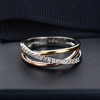 Zirconium, line ring with stone, European style, three colors, micro incrustation