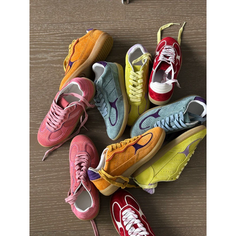 Испанские нишевые немецкие кроссовки в стиле ретро для женщин, универсальные удобные повседневные кроссовки ярких цветов на плоской подошве с круглым носком на шнуровке.