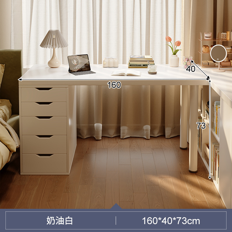 Escritorio de dormitorio de estilo crema, tocador, escritorio de hogar integrado, escritorio de computadora, escritorio de estudio de oficina para niñas, banco de trabajo