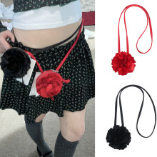 ins韩国设计师品牌 24春季新款 玫瑰花朵迷你包单肩斜跨小圆包