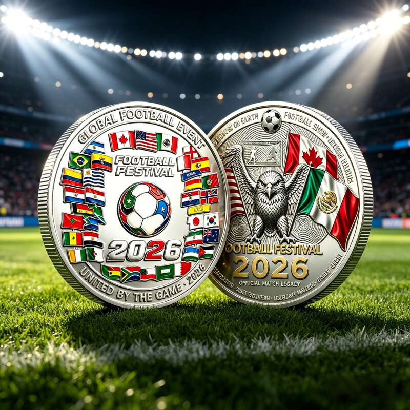 Cross-Border American Independence Day, United States, Canada, and Mexico World Cup 2D Flat Commemorative Coins for Home Collection and Commemoration
