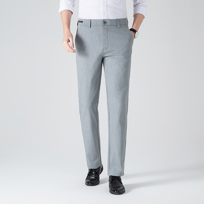 2025 Spring/Summer Men's Casual Dress Pants with a High-End Feel, New Slim-Fit Straight-Leg Stretch Trousers for Middle-Aged, Simple Design