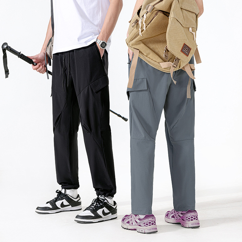 New Summer Men's Camping Hiking Cargo Pants Waterproof Wrinkle-Resistant Water-Repellent Outdoor Straight Pants Couple Casual Long Pants