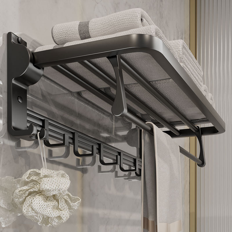 Towel Rack Bathroom Storage Rack Bathroom No-Drill Towel Rack Integrated Hanging Rack Set Toilet Shower Room Shelf