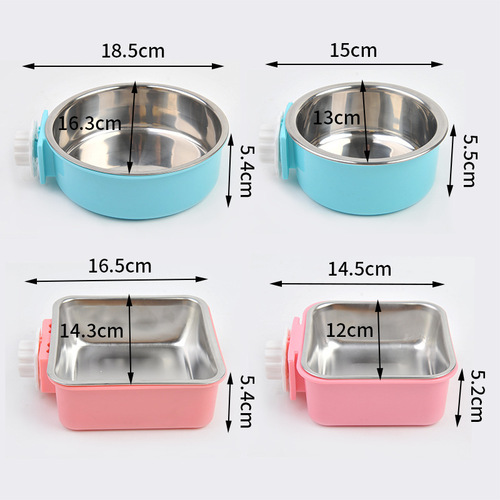 Pet food utensils dog water bowl fixed hanging stainless steel dog bowl cat food bowl wholesale