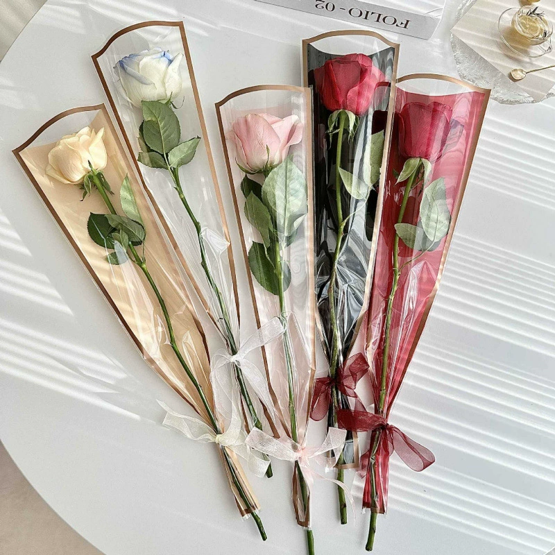 Золотая рамка одна сумка простой прозрачный киоск букет сумка пластиковый пакет богиня праздничное мероприятие Цветы упаковочные материалы