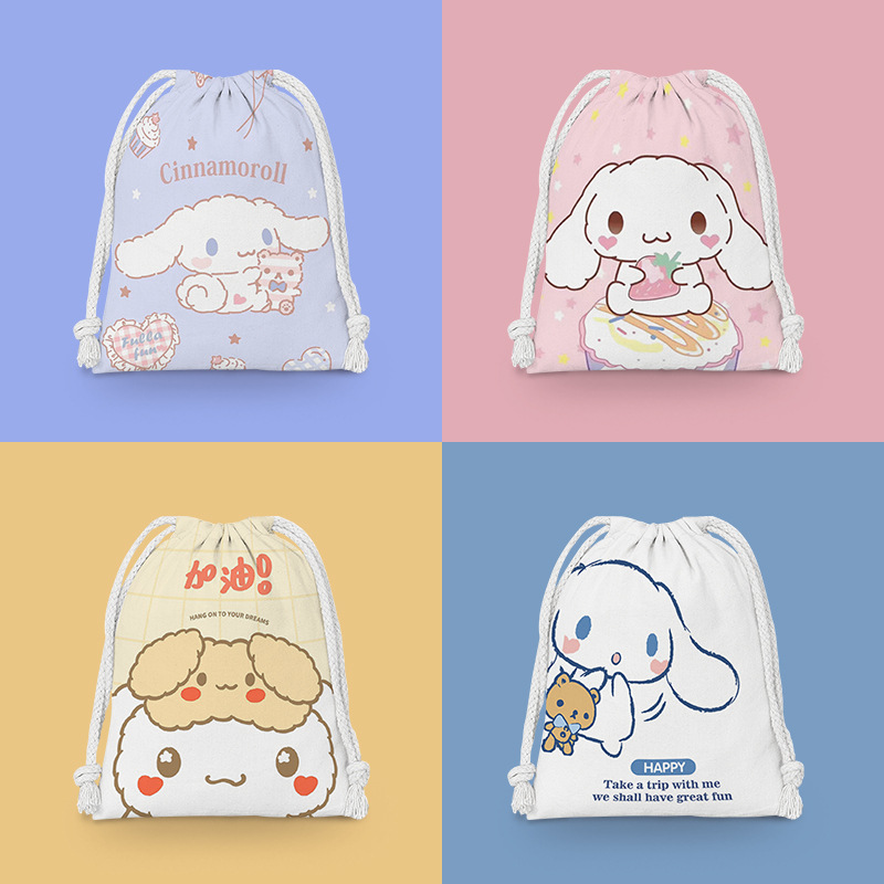 Perro de dibujos animados con cordón de dibujos animados bolsa pequeña bolsa de almacenamiento de artículos diversos del estudiante bolsa de cosméticos bolsa de lavado portátil