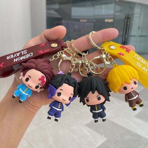 Cross-border Q-version Demon Slayer Keychain Bag Hook Soft Plush Figure Car Keychain Student Small Gift