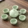 [7 pieces] Green Ru Kiln Xishi teapot + 6 Green Ru Kiln tumblers