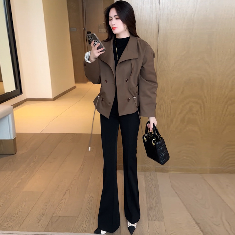 短款风衣女2025秋季新款时尚小个子高级感洋气质上衣双排扣短外套|undefined