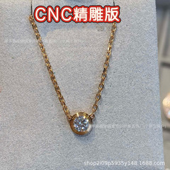 V金高版卡家飞碟项链单钻项链18分CNC精雕银厚镀18K玫瑰金批发