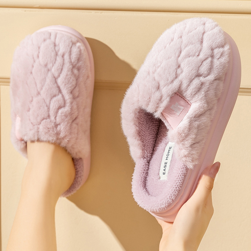 Warm EVA Feet Treading Thick Sole Anti slip New Cotton Slippers for Women in Autumn and Winter Home Fur and Cotton Slippers for Indoor Couples