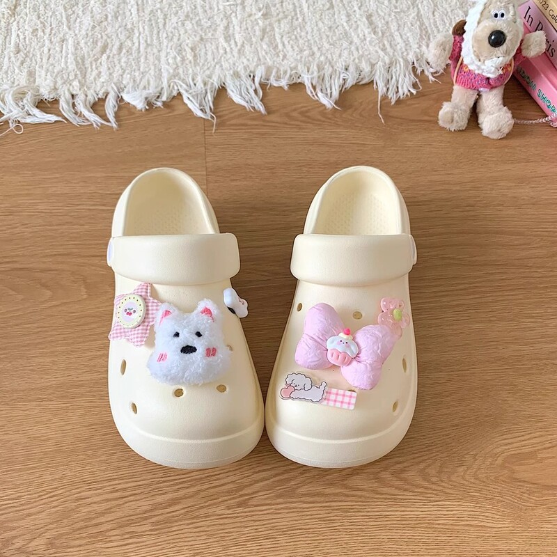 High-Appearance Cute Bowknot Puppy Clogs for Women 2025 Summer New Thick-Soled Height-Increasing Comfortable Sandals