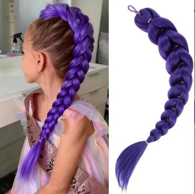 Hemp Braid Cosplay Wig Skpop Demon Hunter Girls Group Rumi Purple Wig Mira Zoe Cosplay
