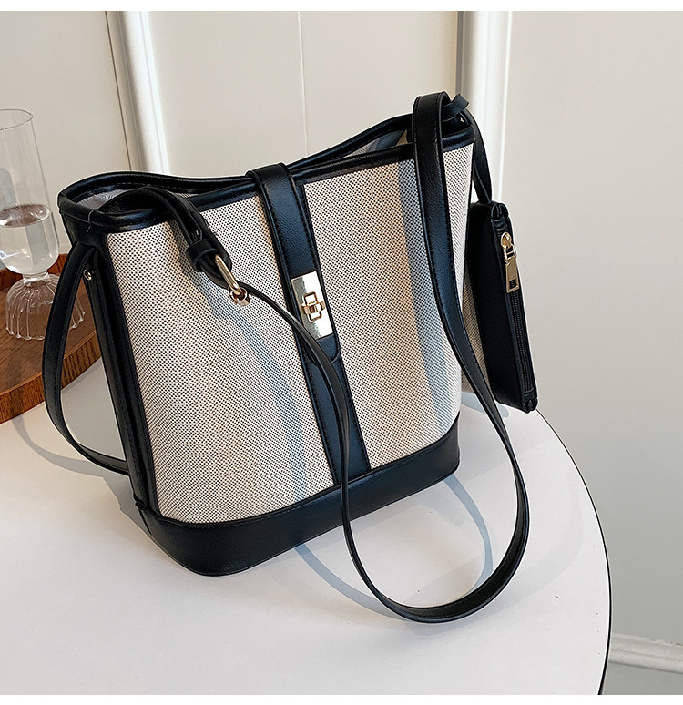 Nouveau sac de grande capacité sac pour femme nouveau sac à bandoulière à bandoulière unique d'été tendance et polyvalent sac seau à eau mère et enfant en toile_voghion.com