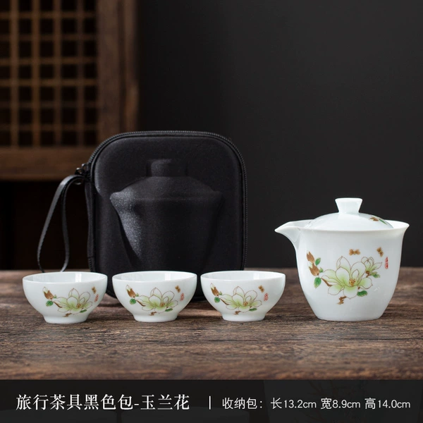 Black tea set for traveling, orchid