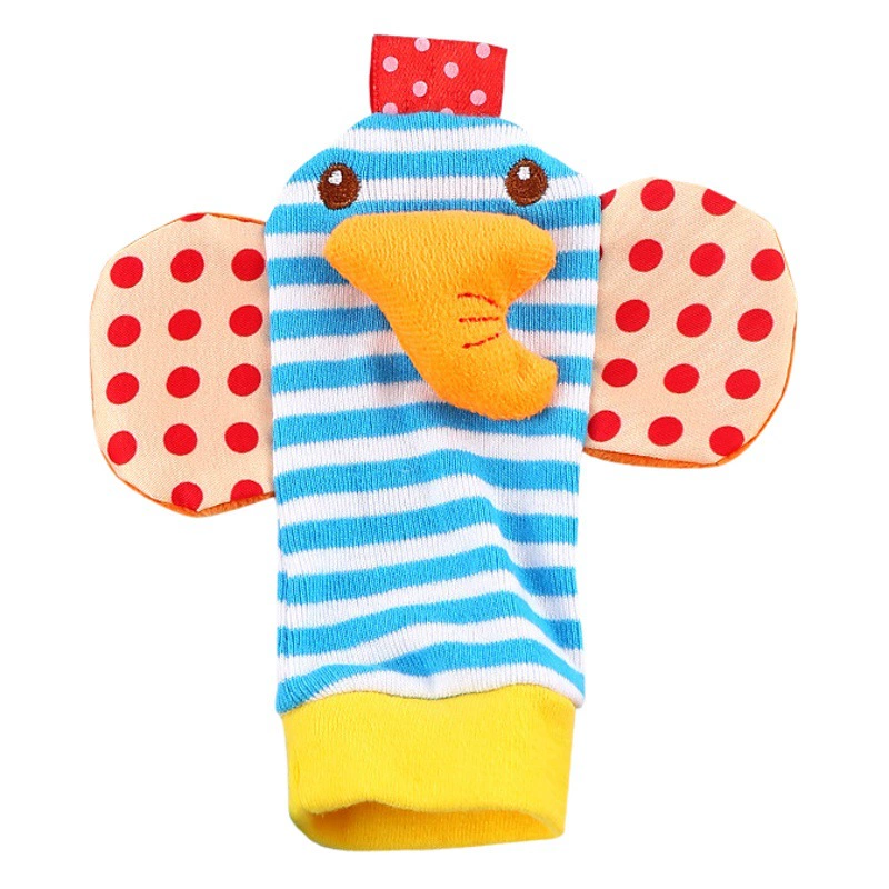 Набор из 4 детских носочков-погремушек с шуршащими элементами, от производителя игрушек, оптом в наличии, интерактивные развивающие колокольчики