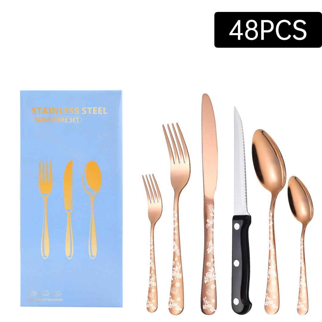 로즈 골드 48 개 세트 (실버 나이프)