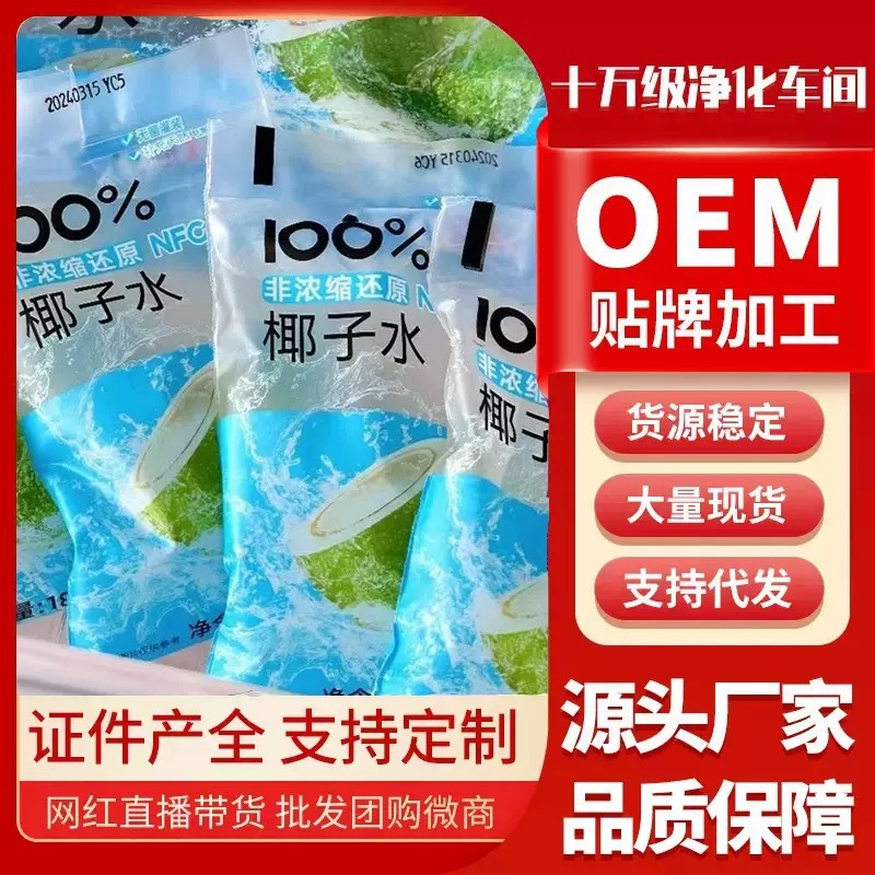 来料加工定制椰子水源头工厂OEM贴牌500ml瓶装椰子汁饮料代加工