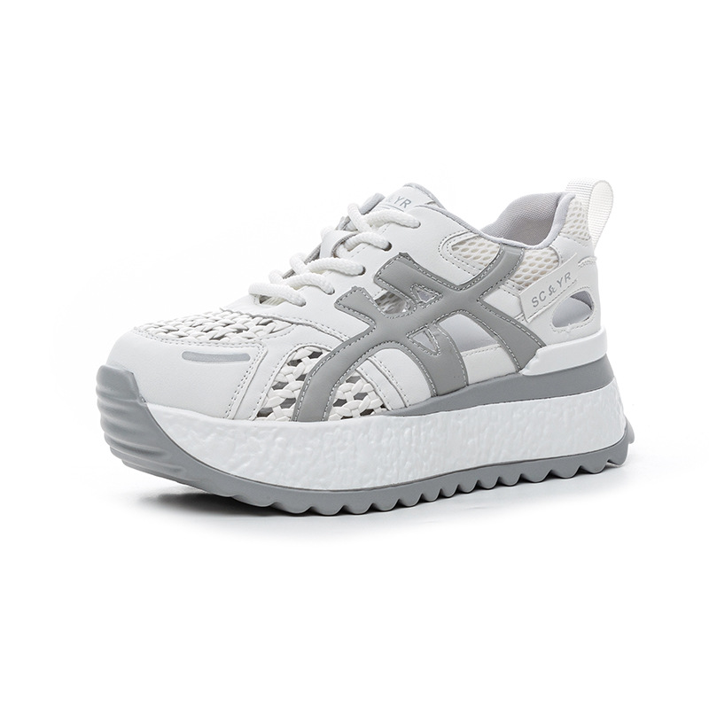 Giày sneaker nữ đế dày tăng chiều cao, phong cách thể thao, chất liệu lưới dệt thoáng khí, mẫu mới hè 2026 — M2858 Màu tím, M2858 màu be, M2858 màu xanh lam
