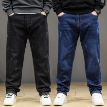 2023秋冬男装新款秋冬季加绒加厚大码牛仔裤男韩版松紧腰男式男裤