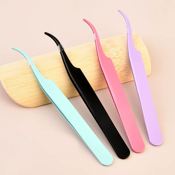 Eyelash Tweezers for Beginners, False Eyelash Tweezers, Eyelash Extension Applicator Tool, Round-Headed Tool Clip