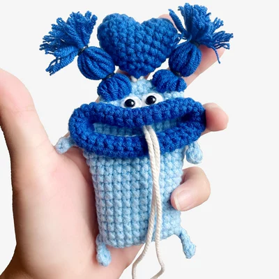 Car key bag: Distinctive Creative Sausage Mouth - 14cmx22cm-blue-braid