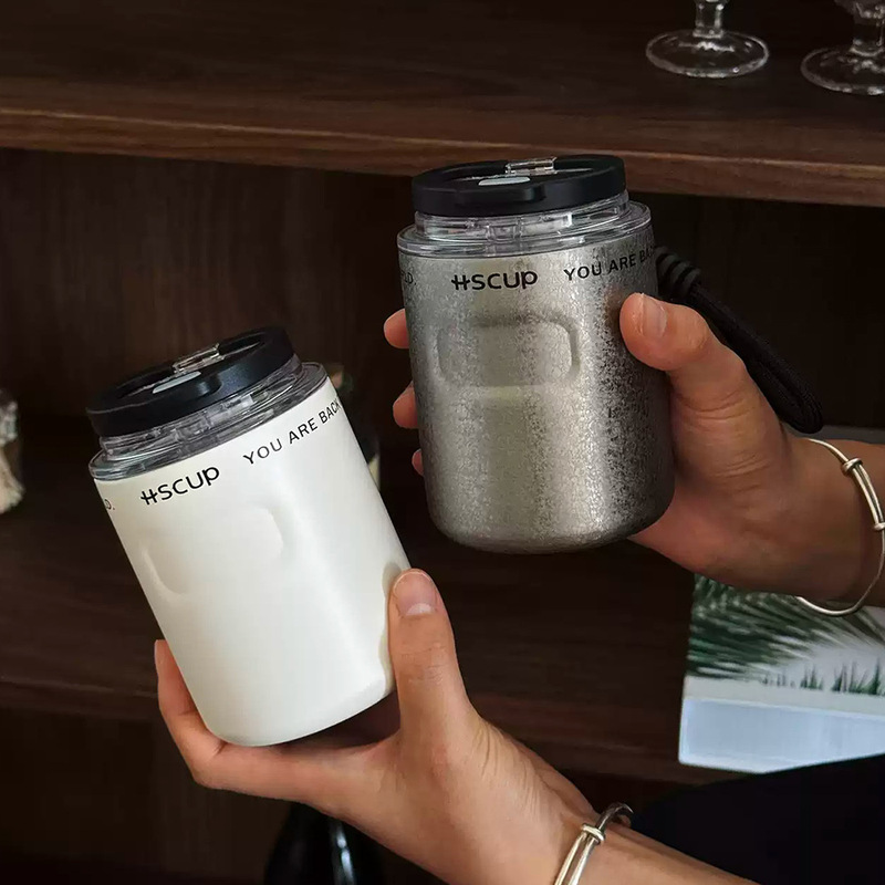 New Simple Coffee Cup, Portable, Compact, Double Drinking Cup, Mini Niche High-End Stainless Steel Vacuum Cup