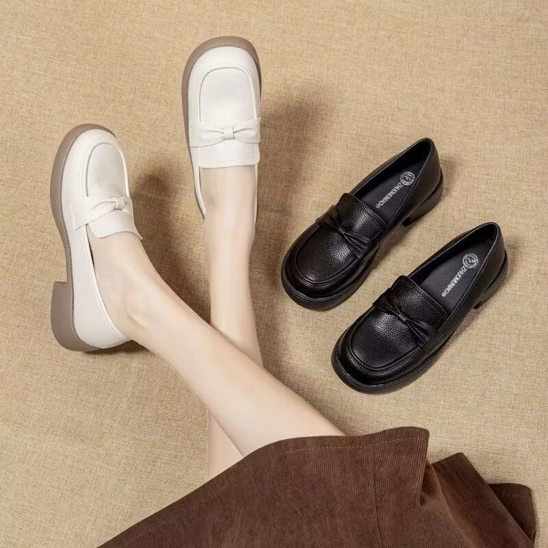 Zapatos de Lefour de cuero suave 2026 primavera nuevos zapatos de sola suave cómodos antideslizantes británicos zapatos de cuero pequeños para mujeres