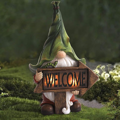 Cross-border American outdoor lights garden gnome ornaments dwarf solar gnome statue courtyard lawn decorative lights