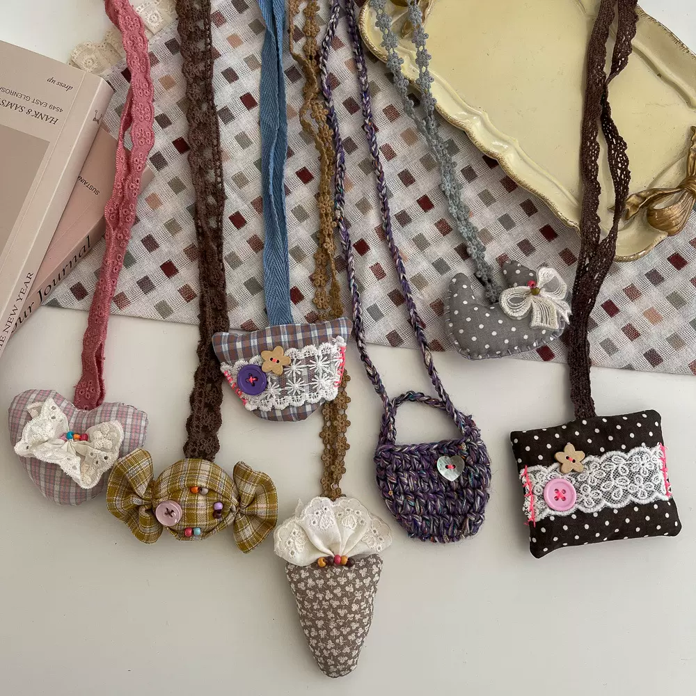 韩版新款时尚碎花蕾丝糖果项饰卡通布艺格纹女孩项链甜美宝宝颈链