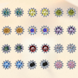 Moissanite Earrings Wholesale Artificial High-End Sunflower Fashion Jewelry Wedding Gift S925 Sterling Silver Earrings for Women