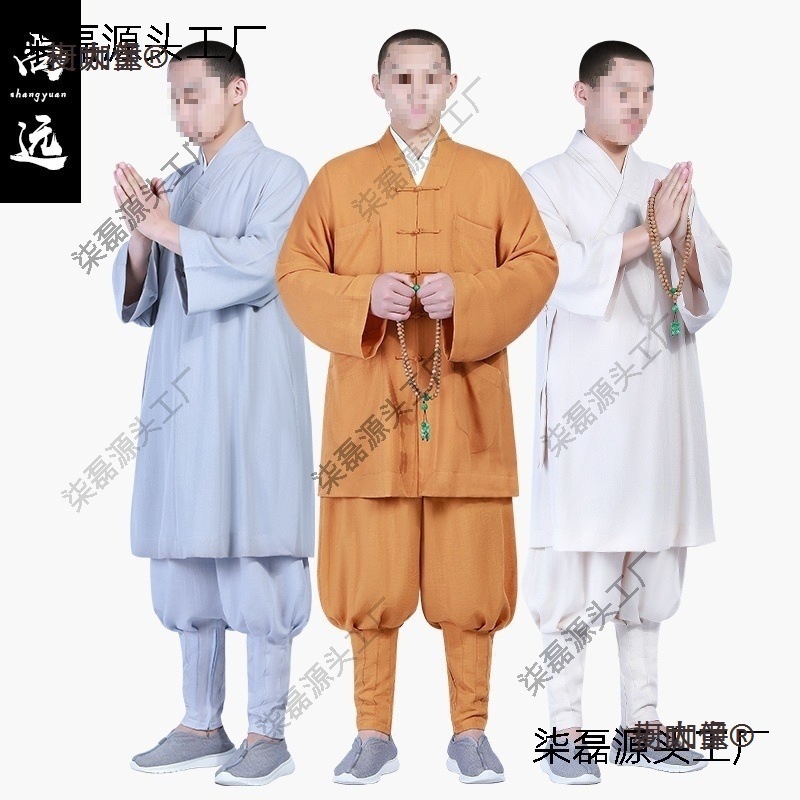 夏季冰丝僧服长褂免绑腿短褂长褂罗汉褂套装僧衣透气冰凉吸麦太保