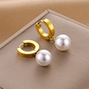 Golden earrings stainless steel, jewelry, European style, does not fade, pink gold, wholesale