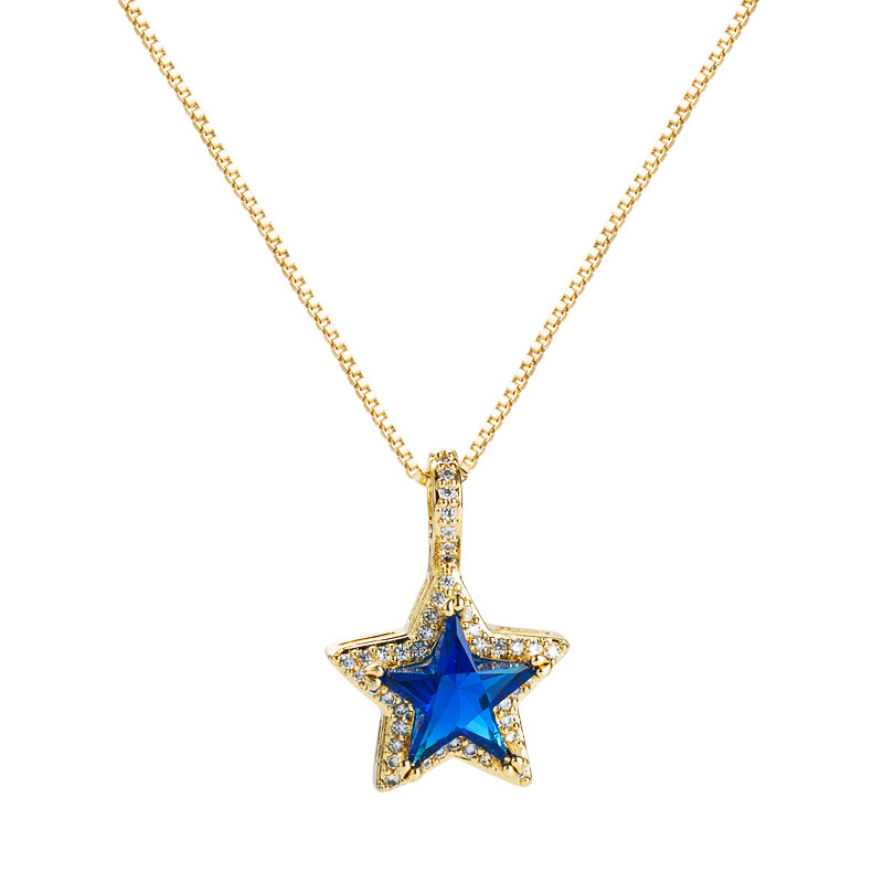 Nihaojewelry wholesale jewelry fashion multicolor star gemstone copper goldplated inlaid zircon necklacepicture11