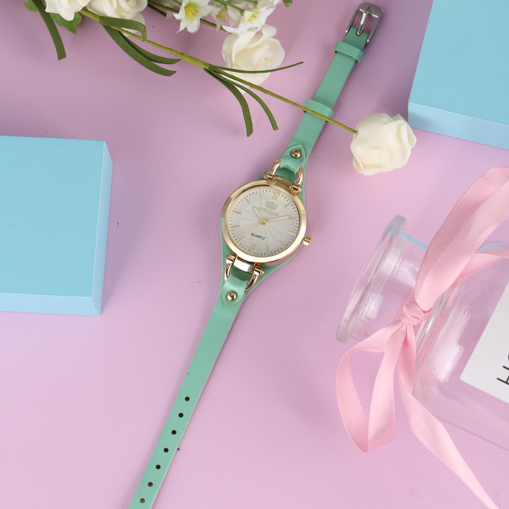 Orologio da donna alla moda, elegante orologio al quarzo in pelle, cinturino sottile, quadrante semplice da donna_voghion.com