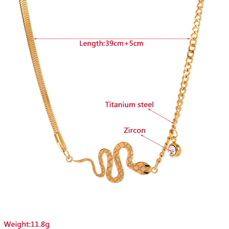 Retro Snake Titanium Steel Plating Pendant Necklace 1 Piece