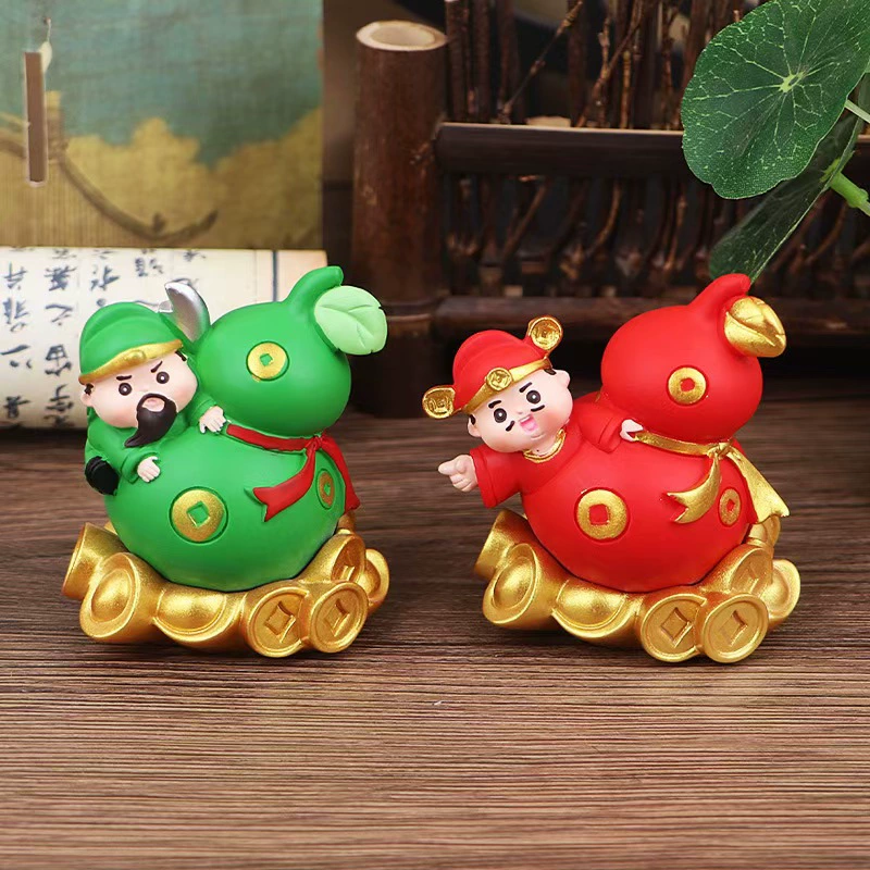 National trend creative blessing green gourd fairy ornaments good luck God of Wealth work station desktop decoration car center console decoration