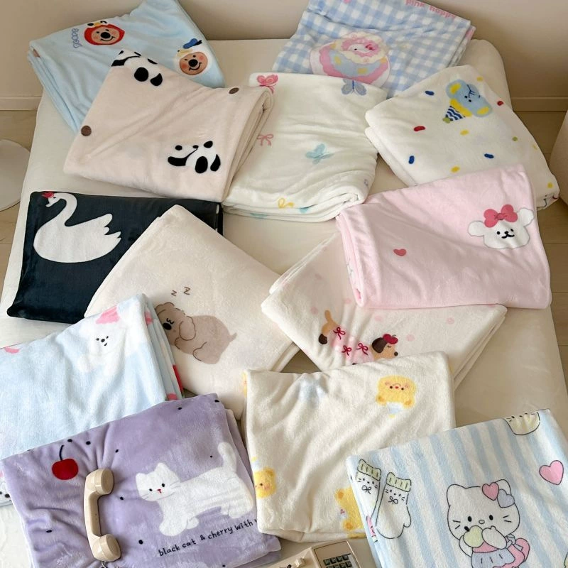 Двустороннее бархатное одеяло для детей с героями мультфильмов для девочек, утолщенное осенне-зимнее многофункциональное четырехсезонное одеяло с кондиционером