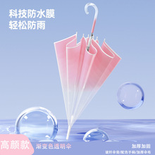 渐变色透明雨伞女高级感自动加大长柄雨伞加固加厚女生网红学生伞