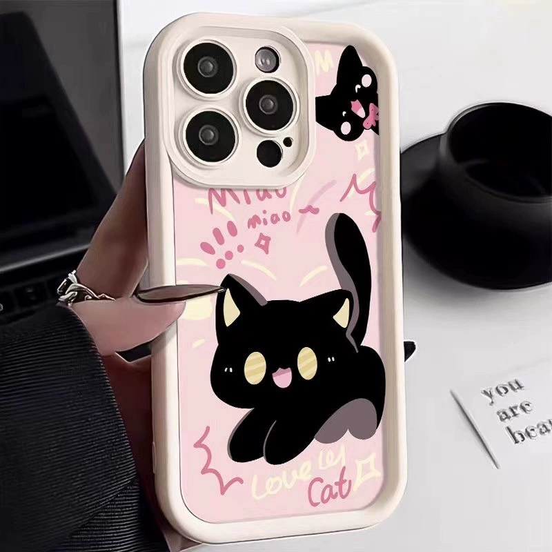 Чехол для телефона (совместимый с Apple) для множества моделей iPhone, милый принт котика, защита от ударов