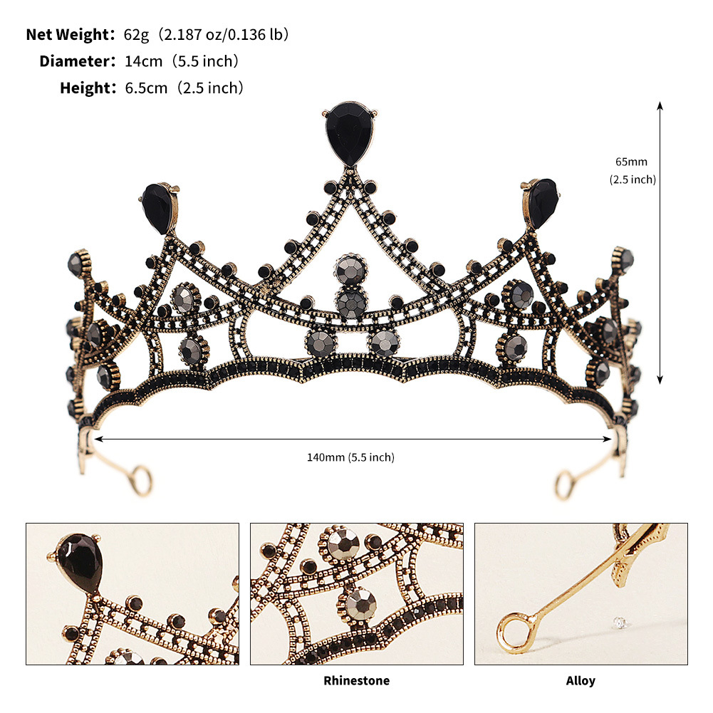 240g Weight Crown Hair Accessories Type Rhinestones, Pearl Inlay Material 1 Piece Quantity Wedding, Party Occasion Alloy Material Halloween Festival Crown Pattern Women's Gender Inlay Design Cool Style Style Halloween Cool Style Women's Crown Alloy Inlay Rhinestones Pearl Crown 34