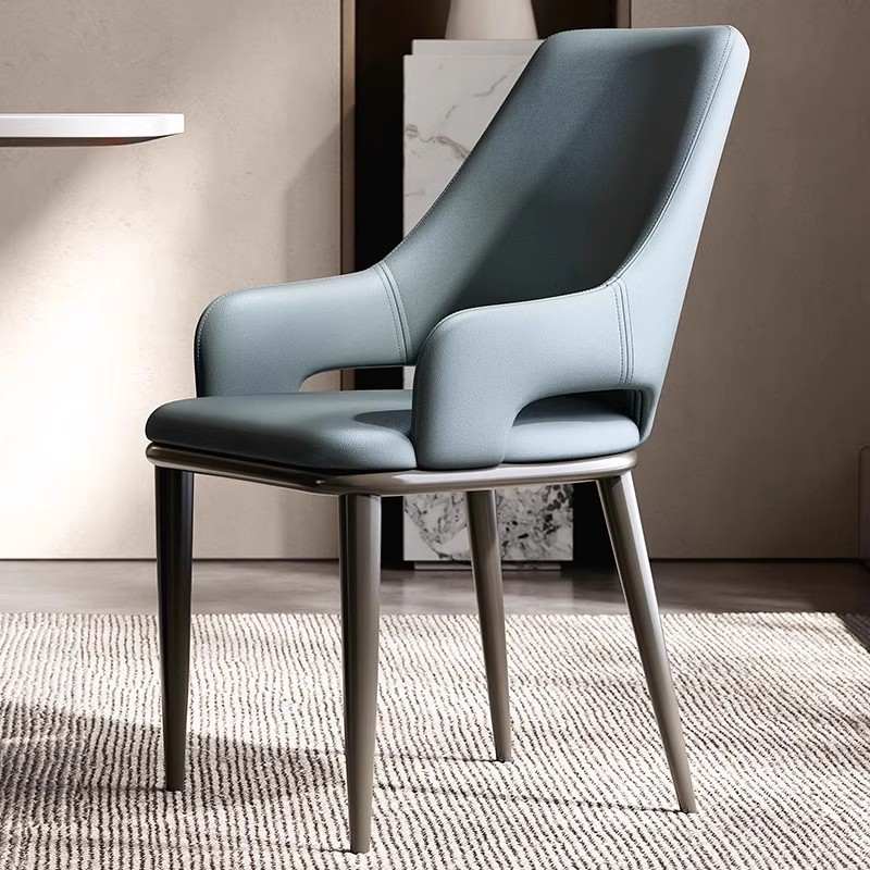 Mesa y silla de comedor de estilo italiano, silla de comedor de lujo ligera, red hotel moderno, silla de comedor de cuero nórdico de alta calidad