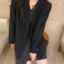 黑色波点长袖衬衫连衣裙女秋季新款雪纺v领短裙高级感a字裙子