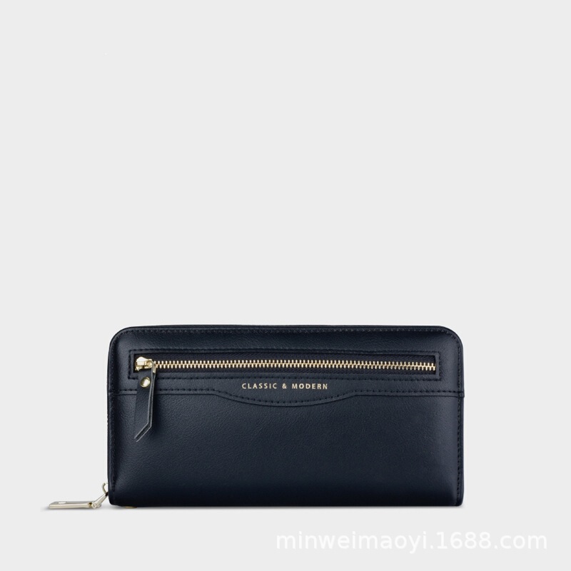 New Eastern European Large-Capacity Pu Women's Zipper Bag, Solid Color Long Clutch Wallet