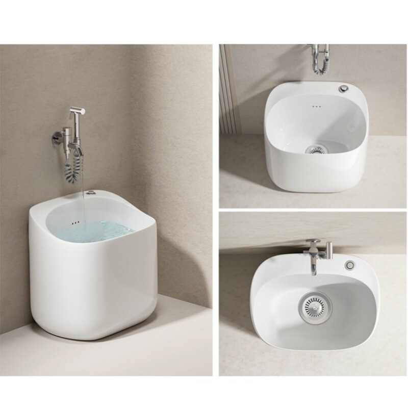 家庭用の小さいサイズの壁掛け式の壁の列はモップの池のベランダのトイレの大きいサイズの陶磁器の屋外のモップの池を洗います。|undefined