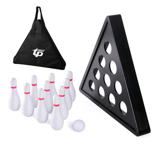 Solid wood bowling suit game set with shuffleboard table with handbag