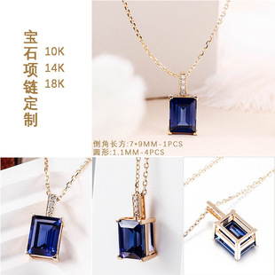 Sapphire Necklace Women 10K Gold Jewelry Custom Necklace Joker Summer No Fade with NGIC Certificate Necklace